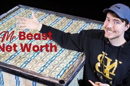in this image mr beast is standing wearing cap and smiling and showing his money